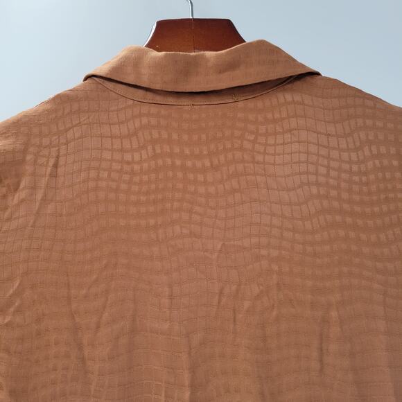 Harper Tiered Shirt Dress Womens XS Brown Embossed Animal Print Button Down Maxi - Picture 4 of 16